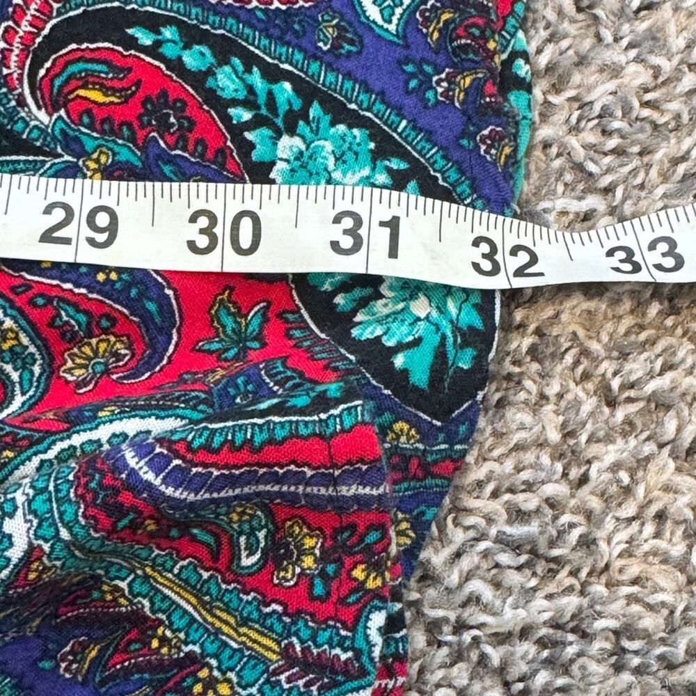 Vintage 1980s Blue Red Paisley Midi Skirt Women 6 Made USA Classic Pull On Retro - Picture 2 of 11